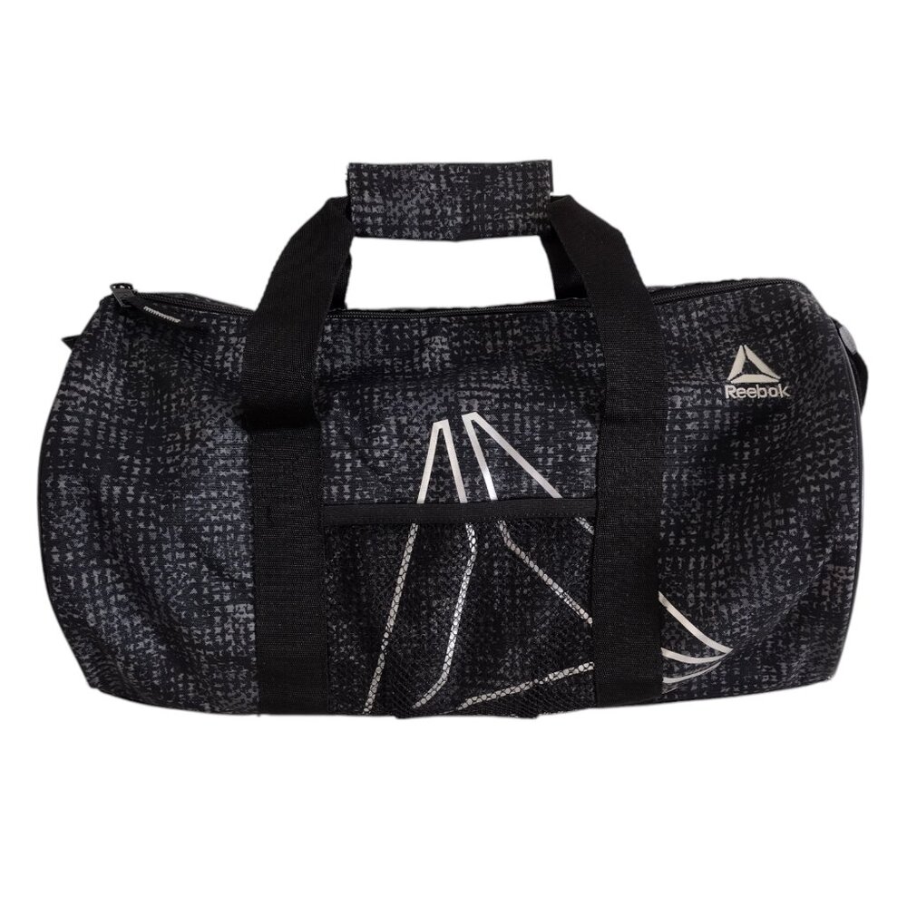 Reebok Black Gray Unisex Adjustable Strap Gym port Duffle Bag 17 x 9 x 9